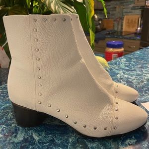 Rebecca Minkoff White Leather Studded Booties